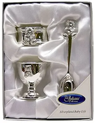 Silverplated Napkin Ring Egg Cup & Spoon Set  Boxed Gift - Slight Damage To Box • £15