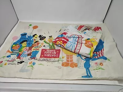 Vintage Sesame Street Muppets TWIN Fitted Sheet And 1 Pillowcase Bert's Circus • £48.14