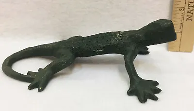 $9.99 • Buy Lizard Figurine Cast Iron Green Gecko Garden Lawn Ornament Southwestern Decor