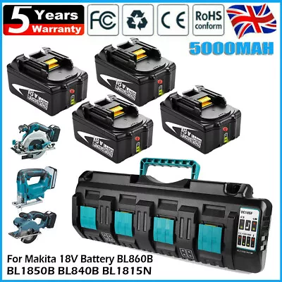 18V 5.0Ah Makita Battery BL1860B BL1850B BL1815N 4-Ports Charger DC18SF LXT LED • £159.90