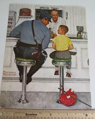 Norman Rockwell THE RUNAWAY Policeman Boy Diner  1972 Litho USA In The 50's READ • $10