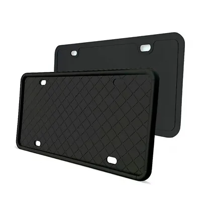 2Pcs Car Truck Silicone Rubber License Plate Frame Cover Front Rear Holder Black • $25.41