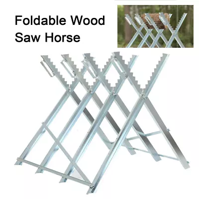 Saw Horse Log Holder Heavy Duty Chainsaw Woodworking Metal Serrated Holder 150kg • £55.22