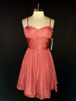 NEW AIDAN MATTOX Size 12 A-Line Dress Coral Shimmery Silk Blend • $49.99