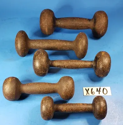 Dumbbells Hand Weights 5 Non Matching Exercise Physical Fitness Strength Antique • $79.90