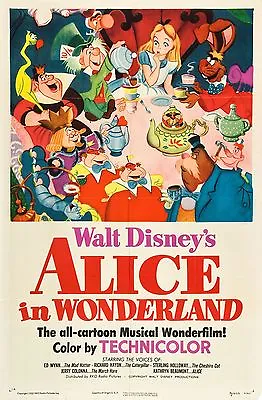 £5.34 • Buy Alice In Wonderland Disney Movie Poster Film A4 A3 Art Print Cinema