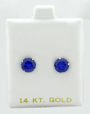 LAB TANZANITE  2.46 Cts STUD EARRINGS 14K WHITE GOLD - New With Tag • $2.25