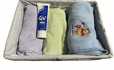 Bundle Blankets Winnie The Pooh Muslin Minko Basket QV Cream Green Blue Disney • $38