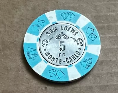 Loews SBM CASINO DE MONTE CARLO Monaco 5 FRENCH FRANCS CHIP Vintage • $16.99