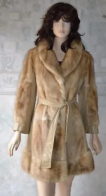 VTG GENUINE  CREAMY BLONDE MUSKRAT FUR COAT Boho SPY Style  Small To Medium • $149.99