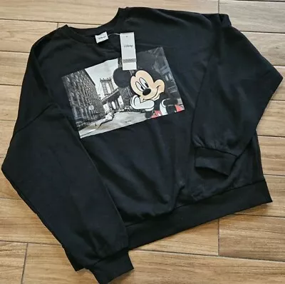 Women's F&F Disney Mickey Mouse 'New York' Sweatshirt ♡ Black ♡ Size 16 ♡ New!  • £5