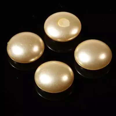 Lot (4) Czech Gold Pearl Metallic Headpin Glass Beads Button Elements 20mm • $3