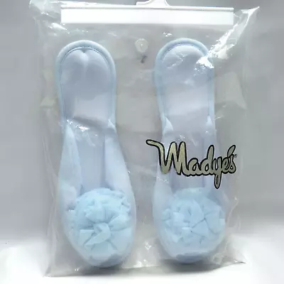 Vintage Mayde's House Boudoir Slippers 6.5-7.5 Light Blue Peep Toe • $25