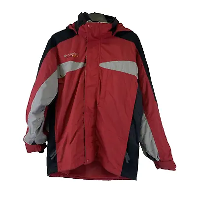 Columbia Cross Terra Jacket 3 In 1 Fleece Hood Red Zip Pockets Mens Size Medium • $35