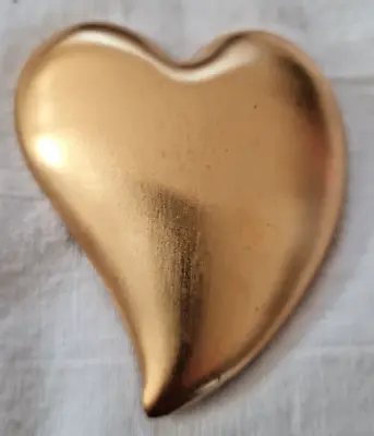 Large MONET Signed Brushed Gold Tone Heart Brooch Pin 2.5  • $14.99