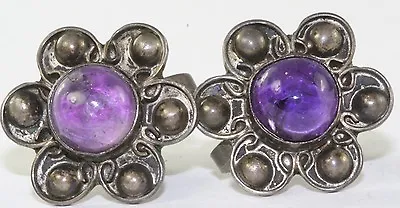 Vtg Mexican Sterling Silver Amethyst Earrings Mexico • $75