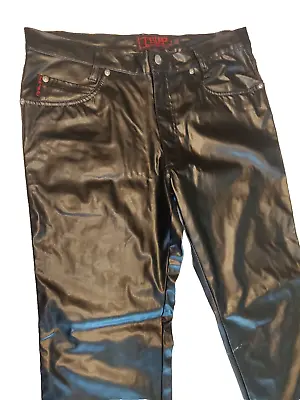 Tripp NYC Mens Faux Leather Black Pants 34 X 32  Daang Goodman  Goth Rave Punk • $55