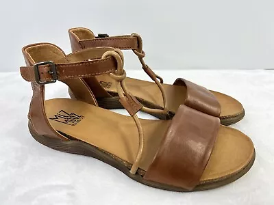 Miz Mooz Leather T-Strap Sandals Medina Brandy Brown Womens Size 7.5-8 / 38 New* • $61.20