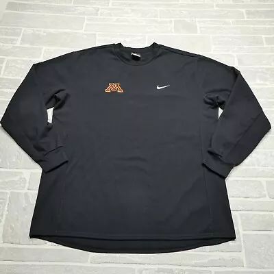 Nike Minnesota Gophers Sweater Size L Black 1/4 Zip Fleece Therma Fit Sweatshirt • $27.44