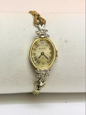 Vintage 1976 Bulova Women's 10k Rgp 23 Jewels Watch Diamond Bezel Lot 320 • $59.95