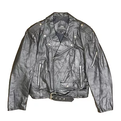 Vintage Sears Men's Store Leather Classic Motorcycle Jacket Size Large • $68