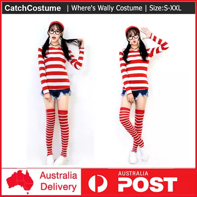 Book Week Women Wheres Wally Waldo Adult Where's Wally Cosplay Costume Party • $28.49