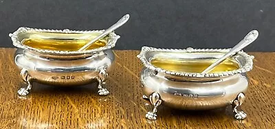 Good Quality Pair Of Silver Salts With Spoons London 1896 125 Grams ! • £128