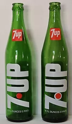 (2) Vintage 1970's 16 Oz 7●Up ACL Empty Soda Bottle Previously Owned  • $8.60