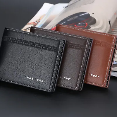 Mens Leather Money Clutch Clip Slim Wallet ID Credit Card Holder Bifold Wallet • $6.49