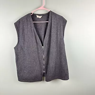 Firme Goujard Wool Sleeveless Grey Vest RiRi Zipper Full Zip Size XL Outdoors • $30.99