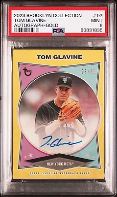 TOM GLAVINE AUTO PSA 9 2023 Topps Brooklyn Collection Gold /50 AC-TG POP 1 🔥 • $84.99