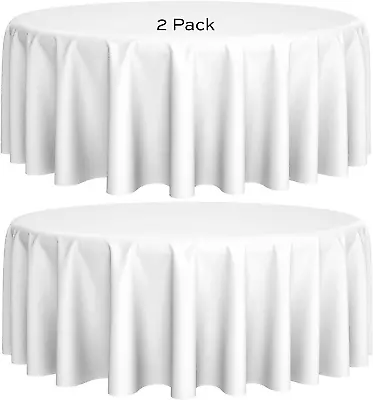 [2 Pack] White Round Tablecloths 90 Inch [Perfect Size For 30-60 Inch Tables] 20 • $31.99