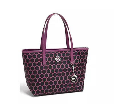 NWT Michael Kors Kiki Small Polka Dot Print Tote 30F3SKIT1R Pomegranate / Black  • $95