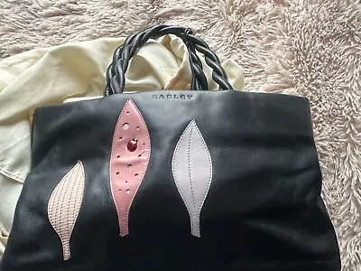 Radley Collectors Bag Leaf & Ladybird Black Pink Leather With Dustbag • £50