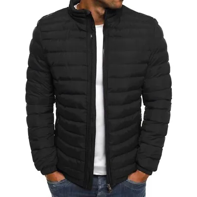 Men's Winter Thermal Coat Hoodie Bubble Cotton Cozy Jacket Quilted Zip Jacket • $20.44