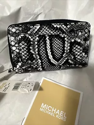 Michael Kors Logo Jet Set Zip Around Card Case Black Multi NWT $98 • $69.55