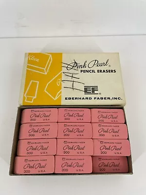 Vintage Eberhard Faber Pink Pearl 300 Double Bevel Pencil Erasers Lot Of 35 • $31.99