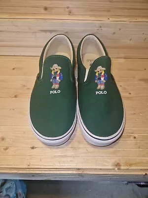 Ralph Lauren UK15 US16 EU49 Men’s Green Keaton Polo Bear Trainers Shoes • £64.99