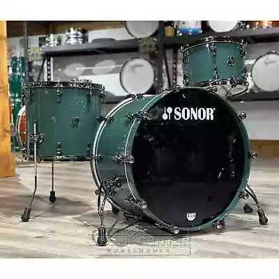 Sonor SQ2 Maple 3pc Drum Set Black Green W/Black Hardware • $5930.05