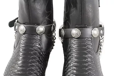 Men Western Women Boot Silver Chain Faux Leather 2 Straps Indian Charm One Size • $35.99