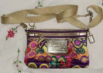 COACH POPPY GLAM POP C PRINT Signature BAG PURSE Clutch MULTICOLORED • $109.99