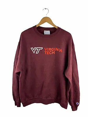 VINTAGE Virginia Tech Champion Pullover Jumper Men Size XL Maroon Fleece Logo • $79.95
