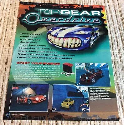 Top Gear Overdrive Nintendo Print Ad Poster Art (Frame Not Included) • $10.79