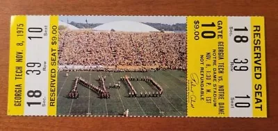 $7995 • Buy Notre Dame Football Ticket: 11/8/75 Vs. Georgia Tech  Rudy  Game Full Ticket