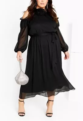 CITY CHIC Nikita Dress In Black Plus Size XXL /24 NWT [RRP $159.95] • $50