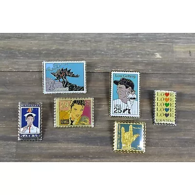 Vintage Stamp Pin Lot Lou Gehrig Elvis Other Metal Enamel Acrylic Postal Gear • $16