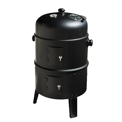 £42.95 • Buy Upright Outdoor Bbq Smoker Charcoal Barbecue Grill Garden Cooker Patio Drum Oven
