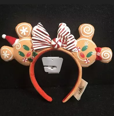 Gingerbread Ears Disney Parks Christmas Mickey & Minnie Peppermint Bow NWT • $19.97