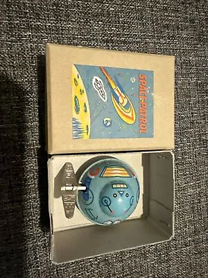 VINTAGE SPACE PATROL FLYING SAUCER X-7 Tinplate Wind-up MIB ORIGINAL BOX UFO • £29.99