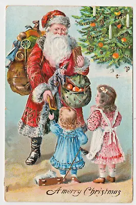 $16.99 • Buy Santa Claus Christmas Vintage Postcard Otto Schloss 1046 Children Gold Details